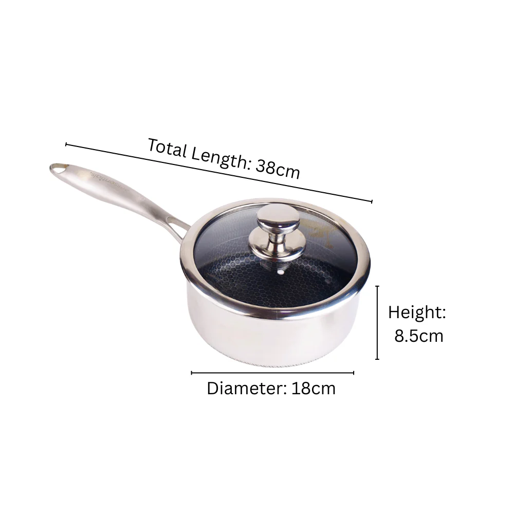 Stainless Steel Multi-Purpose Honeycomb Frying Pan With Lid(18cm) - Image 7