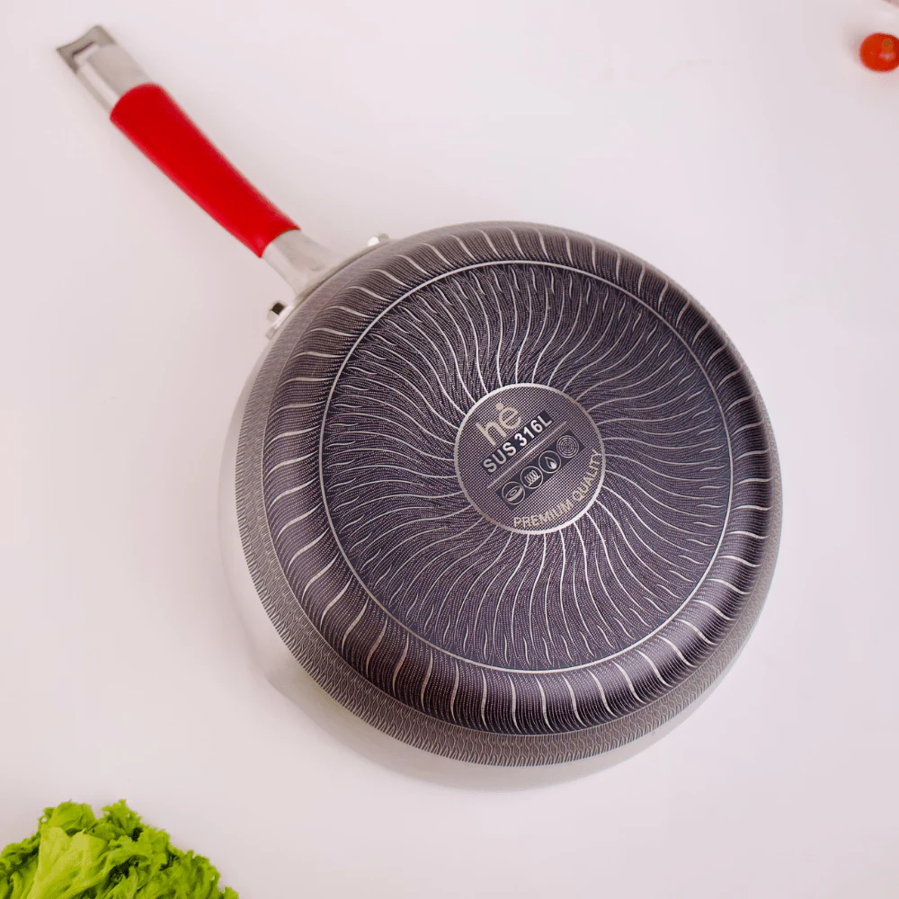 Stainless Steel Multifunctional Honeycomb Deep Frying Pan with Lid(24cm) - Image 4