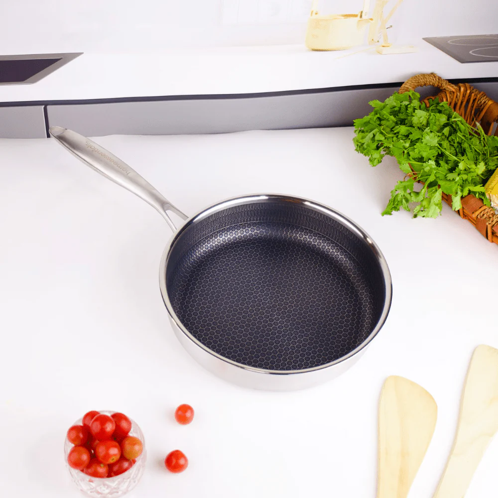 Multi-Purpose Stainless Steel Non-Stick Honeycomb Frying Pan With Lid(24cm) - Image 4