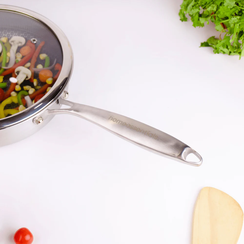Multi-Purpose Stainless Steel Non-Stick Honeycomb Frying Pan With Lid(24cm) - Image 5