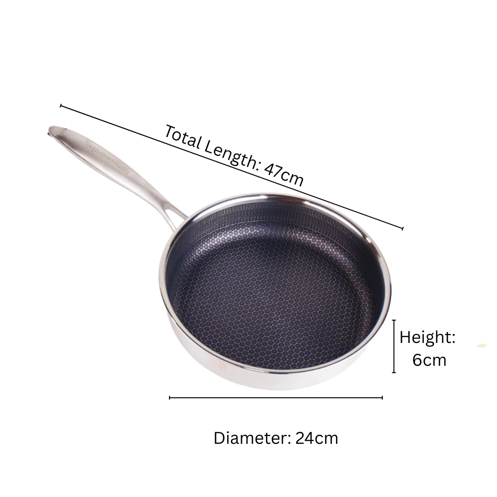 Multi-Purpose Stainless Steel Non-Stick Honeycomb Frying Pan With Lid(24cm) - Image 7
