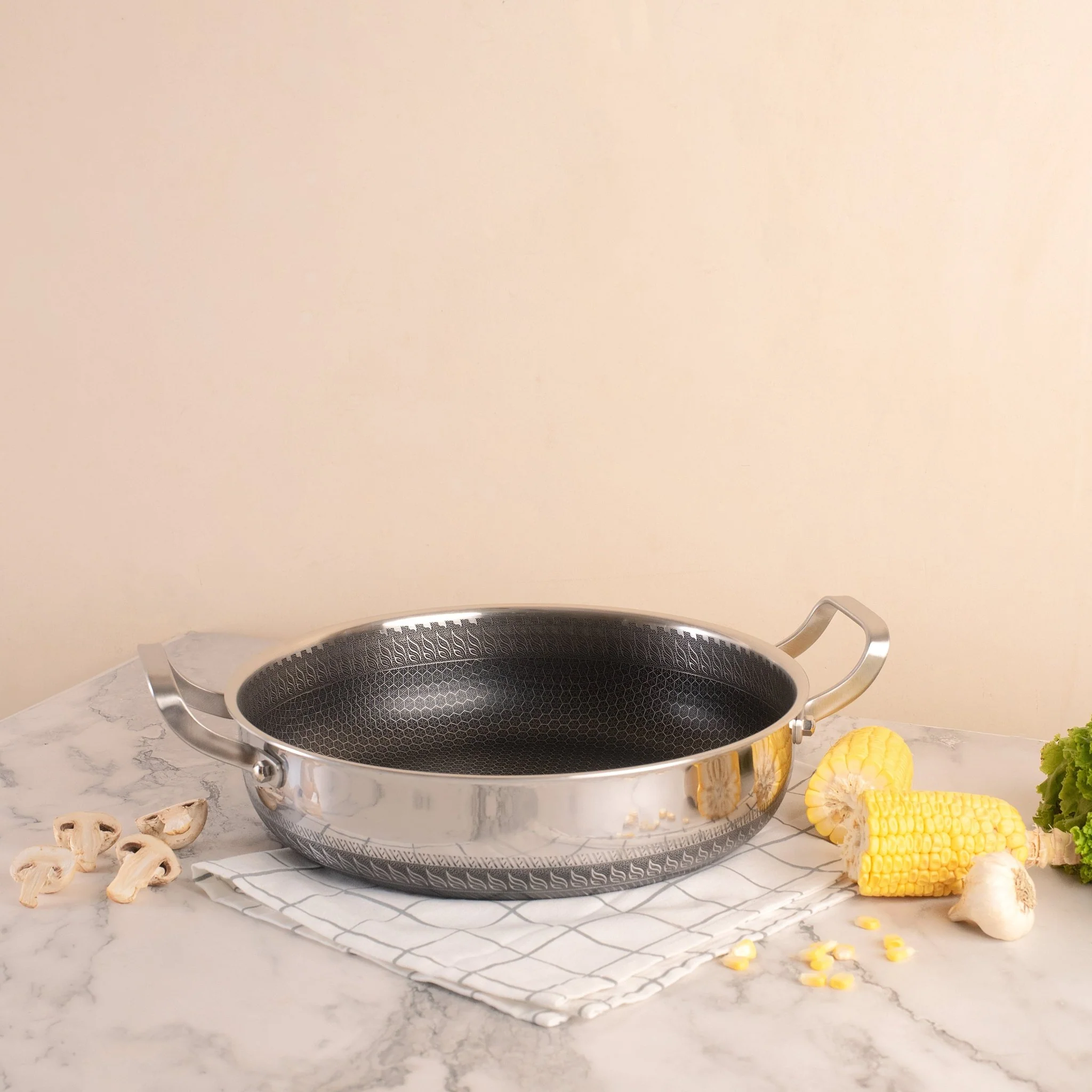 Stainless Steel Non-Stick Honeycomb Deepen Frying Pan (30cm) - Image 5