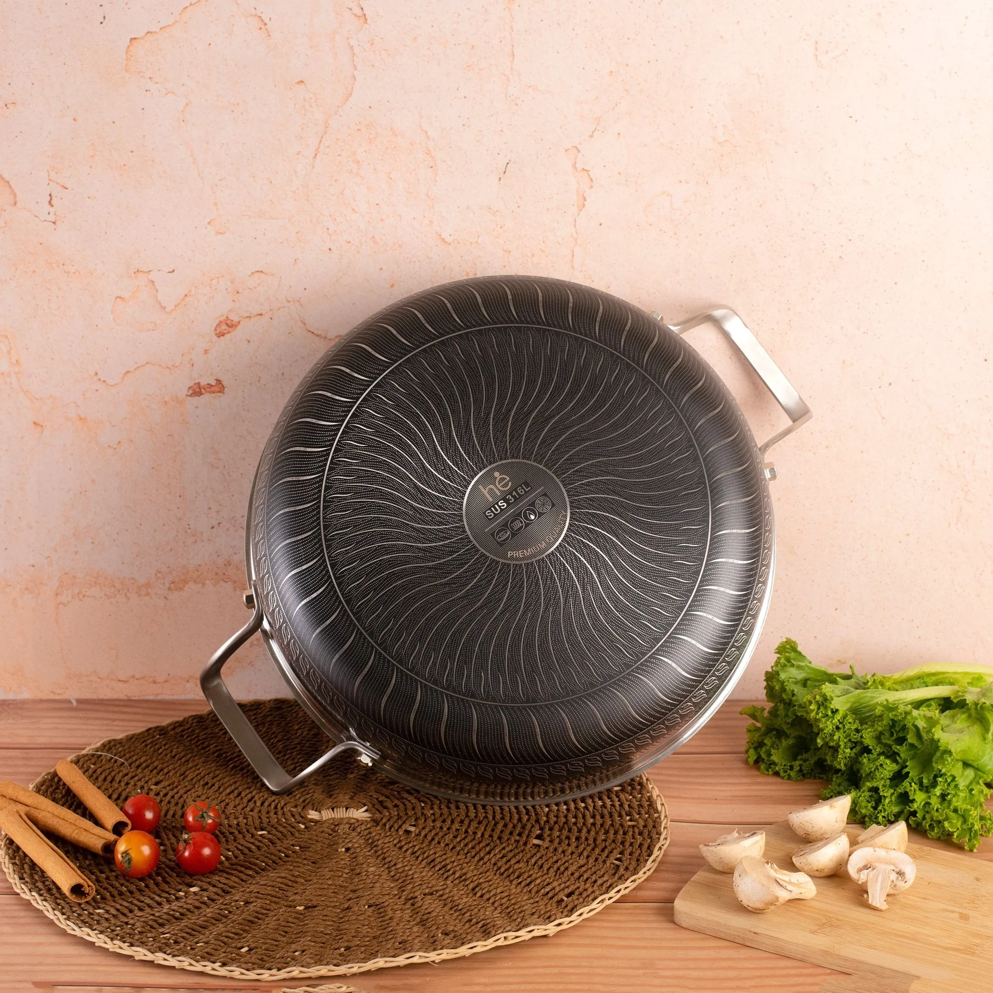 Stainless Steel Non-Stick Honeycomb Deepen Frying Pan (30cm) - Image 6