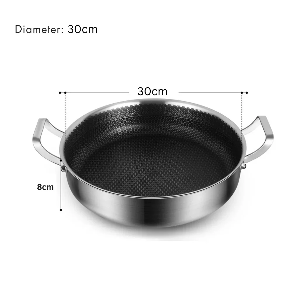 Stainless Steel Non-Stick Honeycomb Deepen Frying Pan (30cm) - Image 8