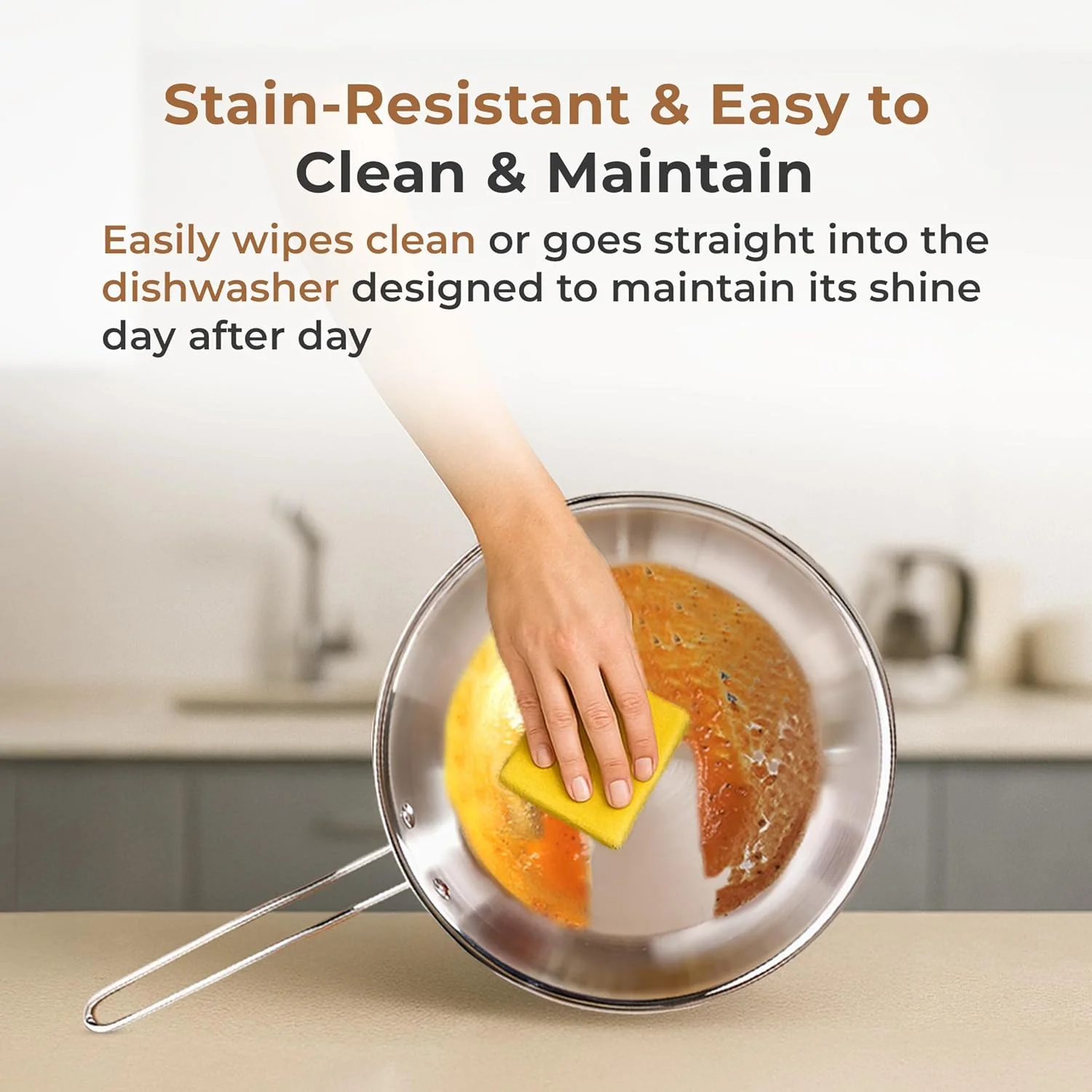 Stainless Steel Non-Stick Tri-Ply Frying Pan(24cm) - Image 5