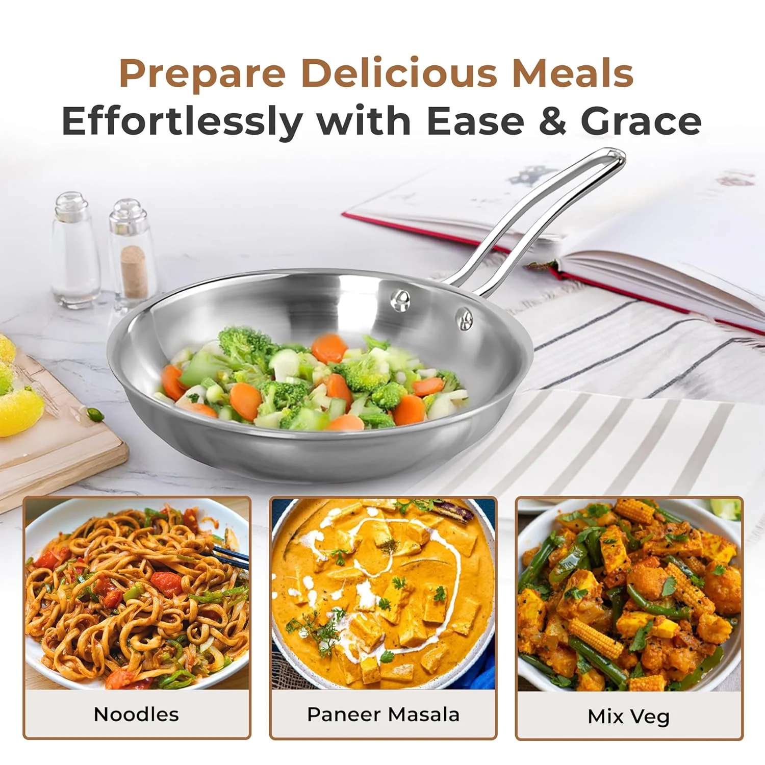 Stainless Steel Non-Stick Tri-Ply Frying Pan(24cm) - Image 6