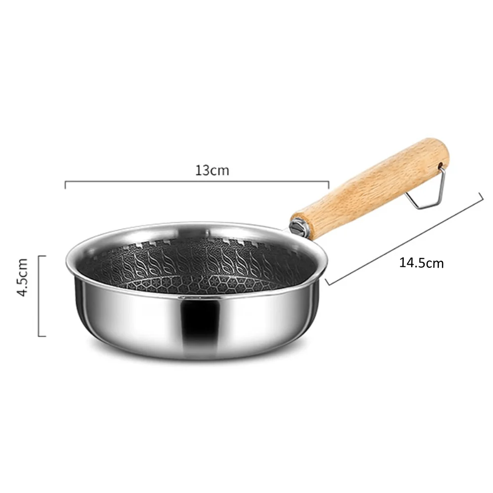 Stainless Steel Nonstick Mini Frying Pan with Wooden Handle (13cm) - Image 11