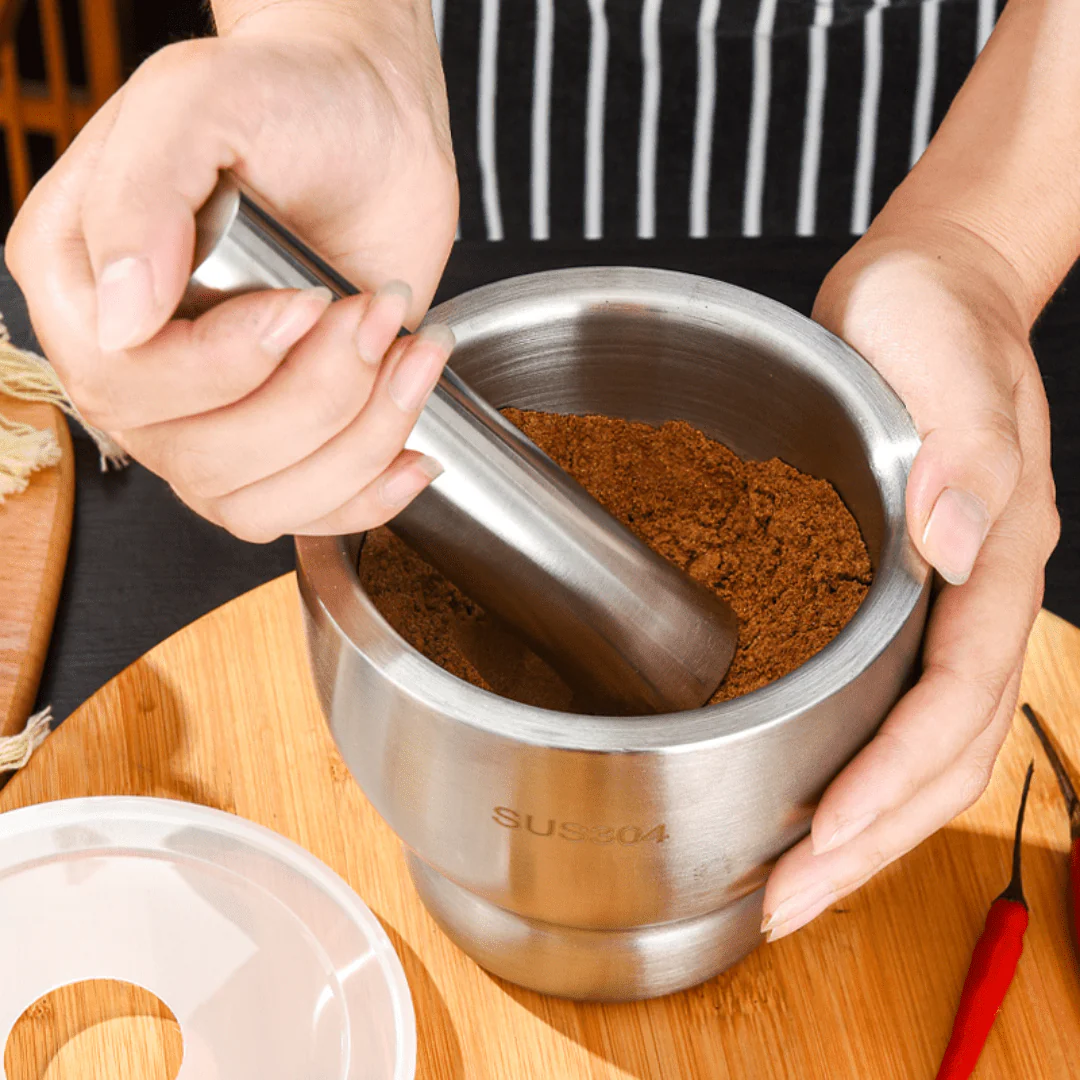 Stainless Steel Spice Mortar and Pestle with Rammer - Image 4