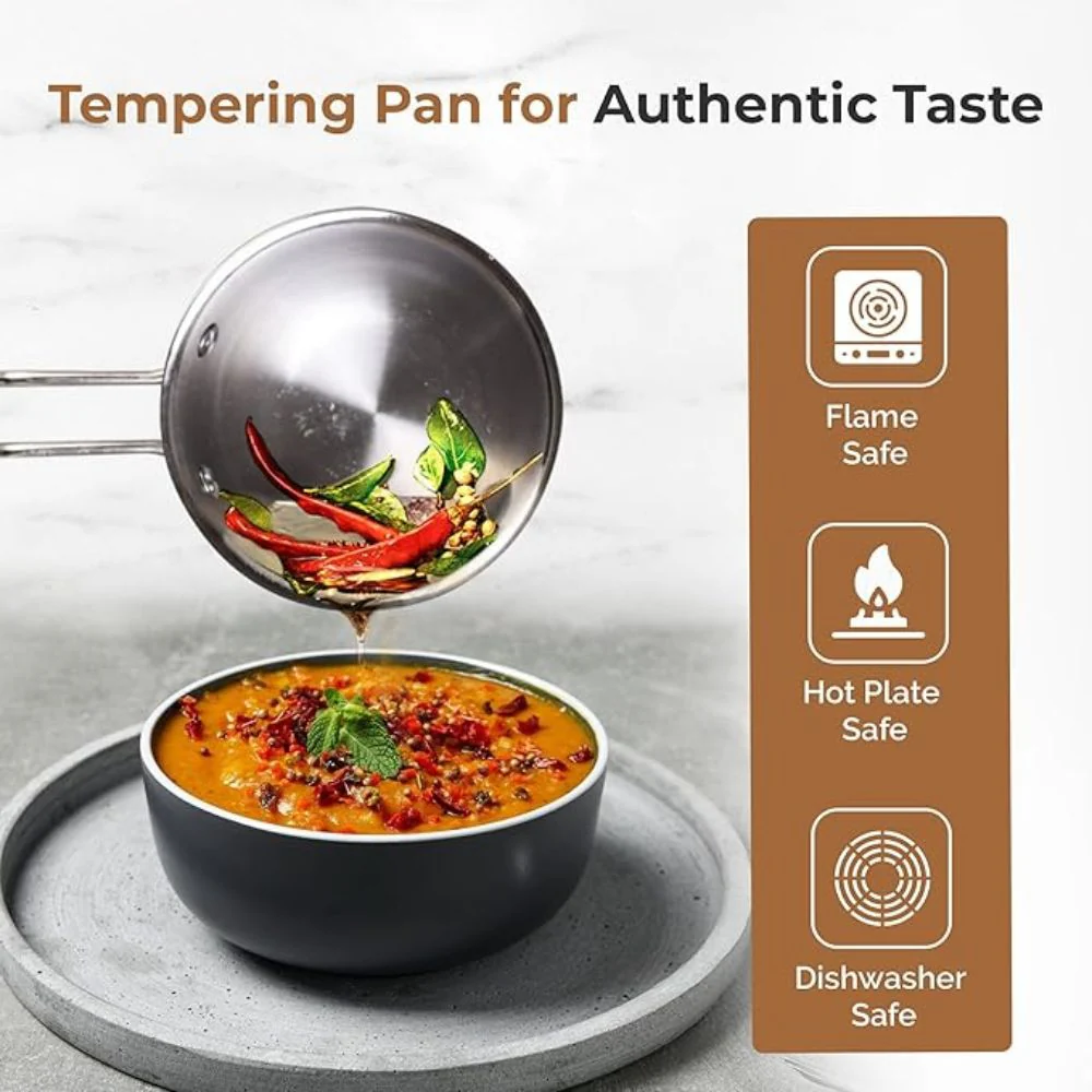 Stainless Steel Spice Tempering Pan with Handle – 12cm - Image 2