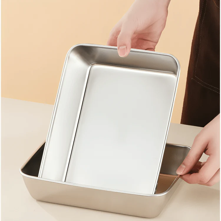 Stainless Steel Square Food Preparation Plate - Image 3