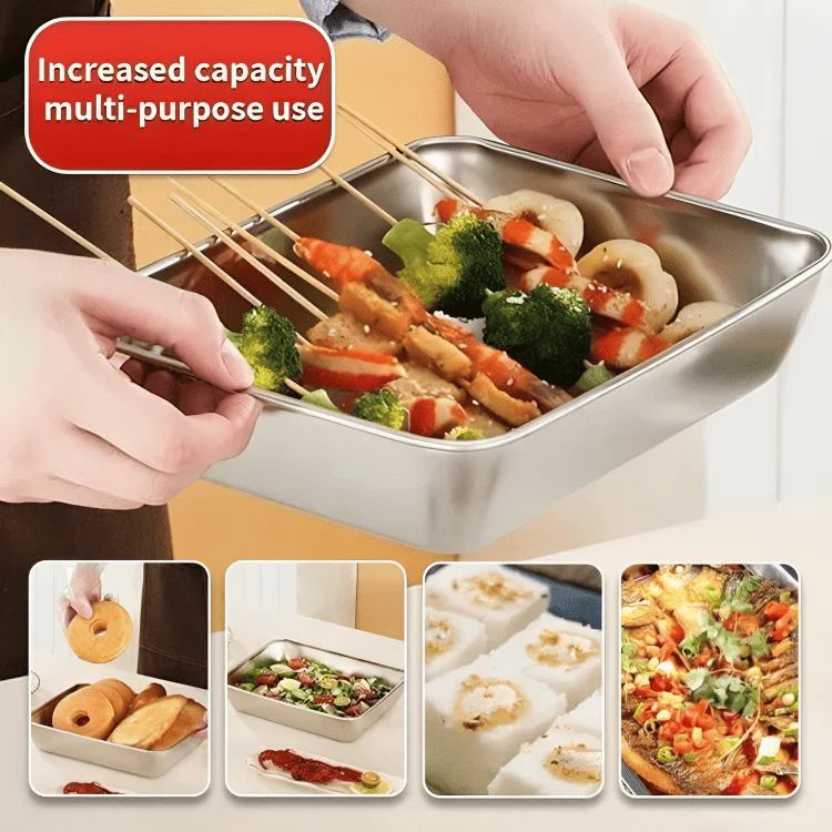 Stainless Steel Square Food Preparation Plate - Image 4