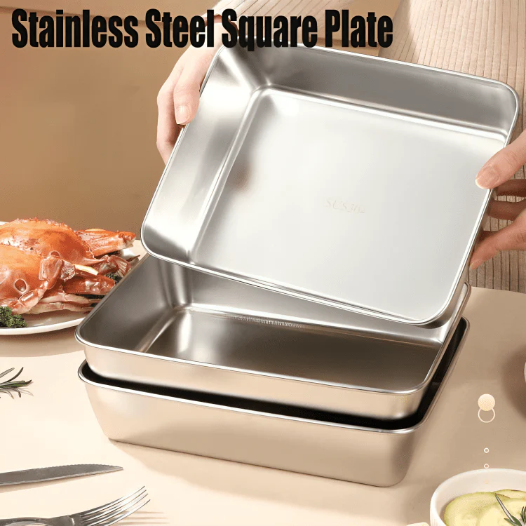 Stainless Steel Square Food Preparation Plate - Image 7