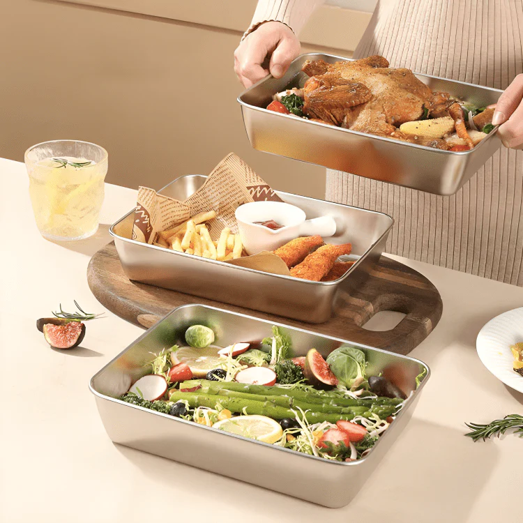 Stainless Steel Square Food Preparation Plate - Image 9