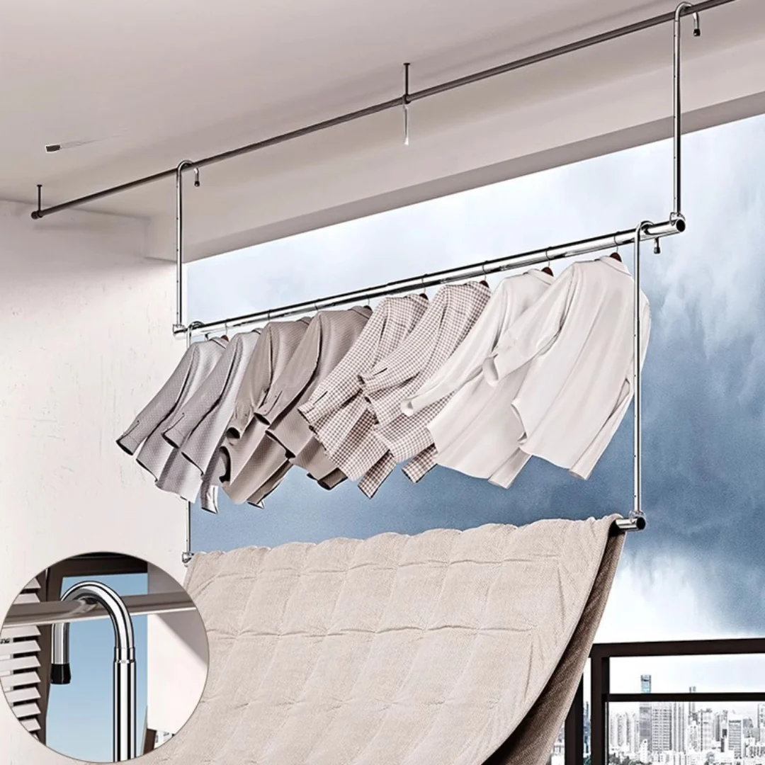 Stainless Steel Telescopic Balcony Clothes Drying Rod - Image 2