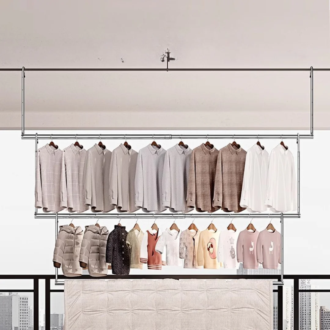 Stainless Steel Telescopic Balcony Clothes Drying Rod - Image 3