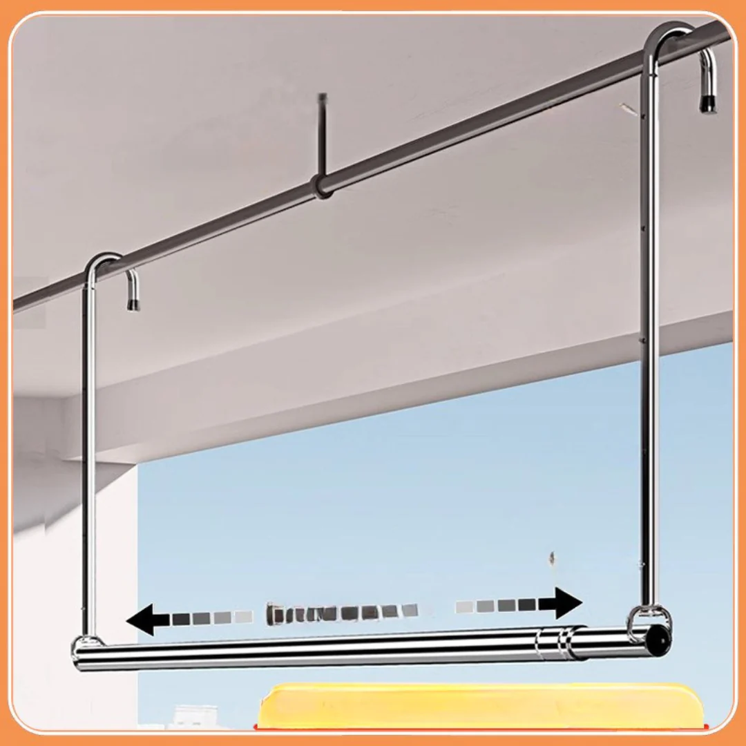 Stainless Steel Telescopic Balcony Clothes Drying Rod - Image 4