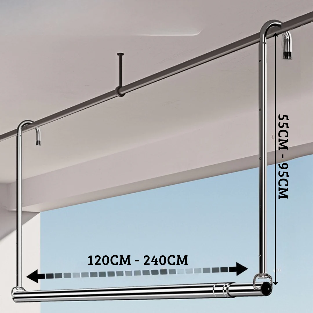 Stainless Steel Telescopic Balcony Clothes Drying Rod - Image 6