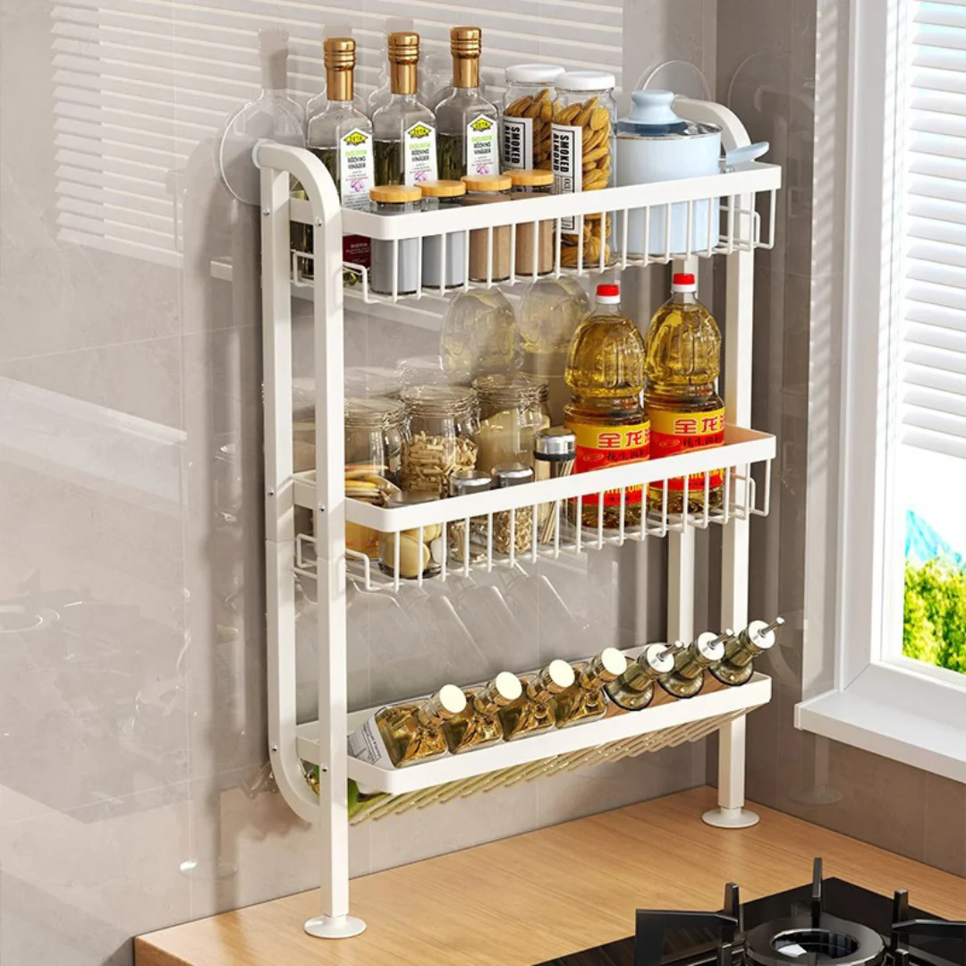 Suction Cup Wall-Mounted Spice Rack Organizer - Image 4