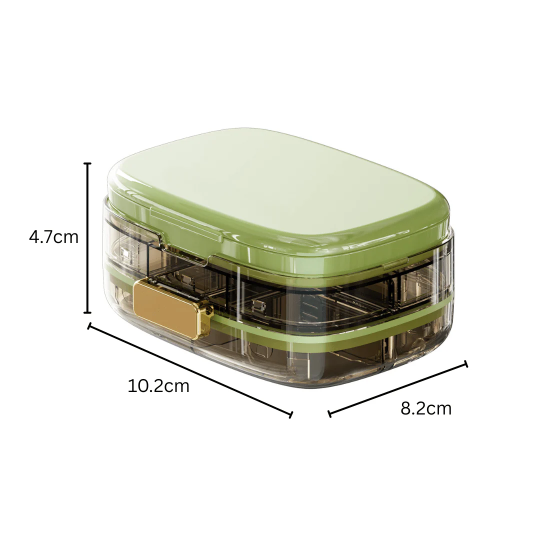 Three-Layer Green Portable Weekly Pill Organizer Box with Moisture Seal - Image 6