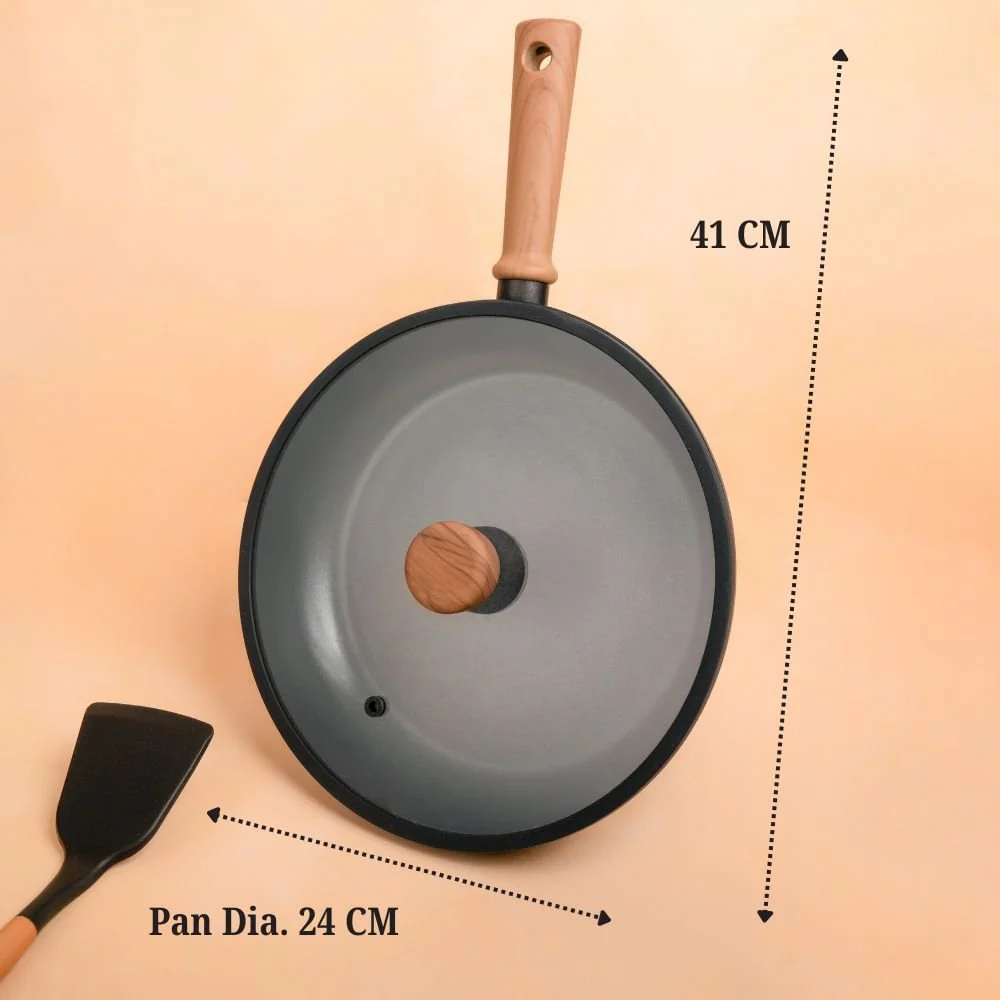Titanium Non-Stick Induction Frying Pan with Glass Lid (24cm) - Image 5