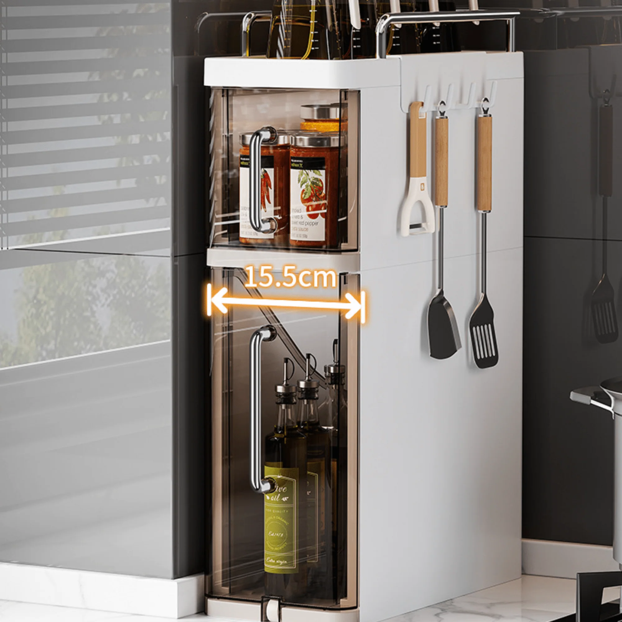 Transparent Multi-Layer Plastic Pull-Out Storage Cabinet – (15.5cm) - Image 3