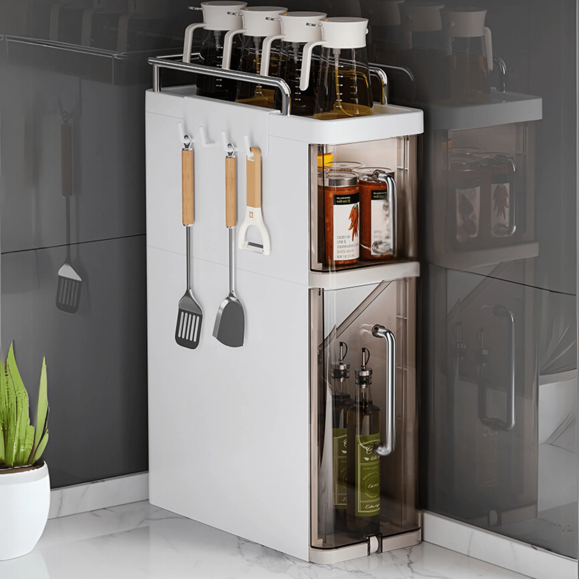 Transparent Multi-Layer Plastic Pull-Out Storage Cabinet – (15.5cm) - Image 4
