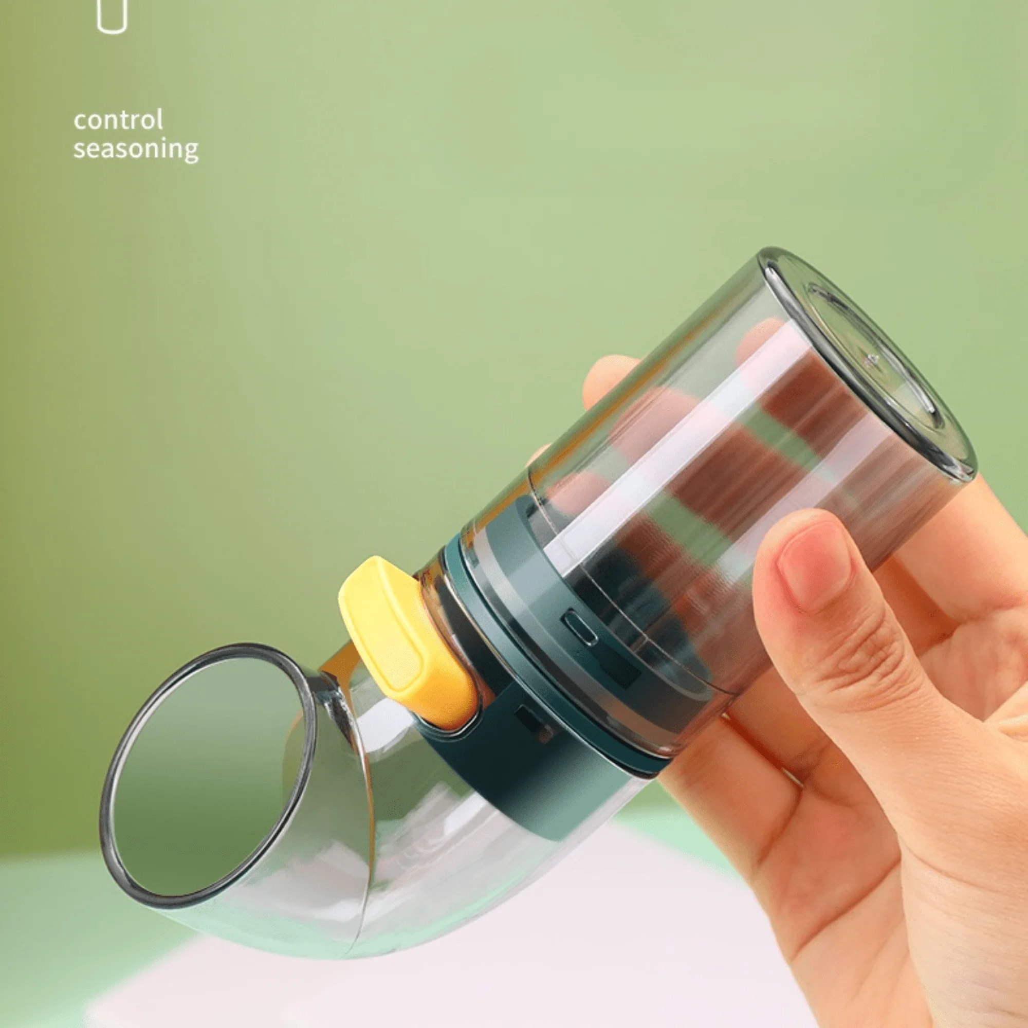 Transparent Plastic Seasoning Jar with Press Button Salt Dispenser - Image 2