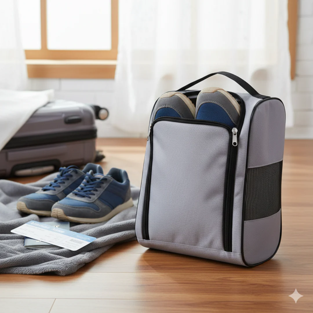 Travel Mesh Shoe Pouch with Handle & Ventilation - Image 2