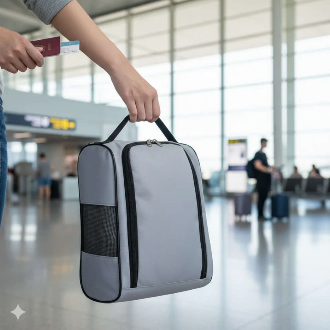 Travel Mesh Shoe Pouch with Handle & Ventilation - Image 5