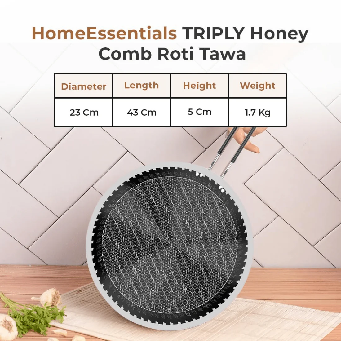 Tri-Ply Stainless Steel Honeycomb Non-Stick Tawa(23cm) - Image 5