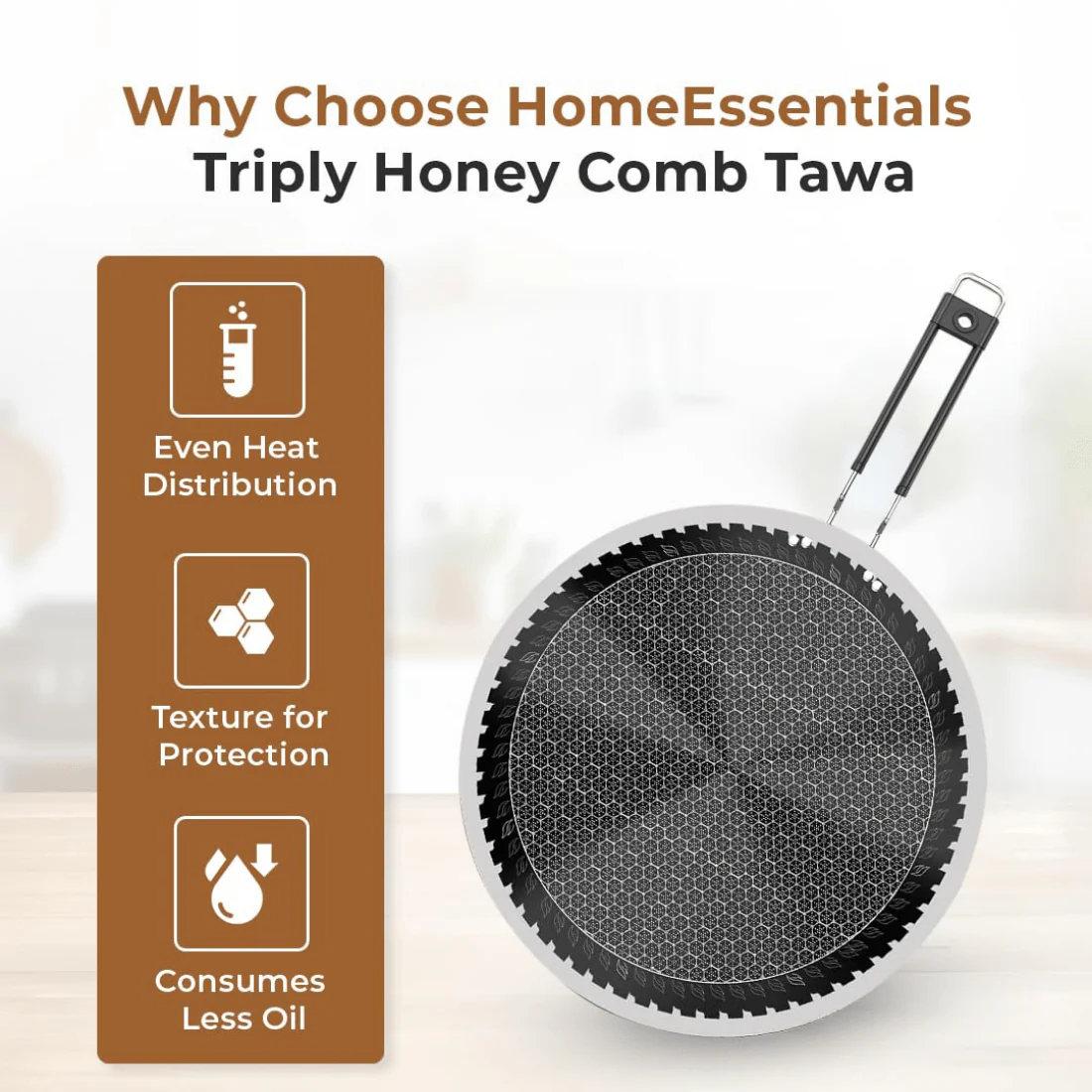 Tri-Ply Stainless Steel Honeycomb Non-Stick Tawa(23cm) - Image 6