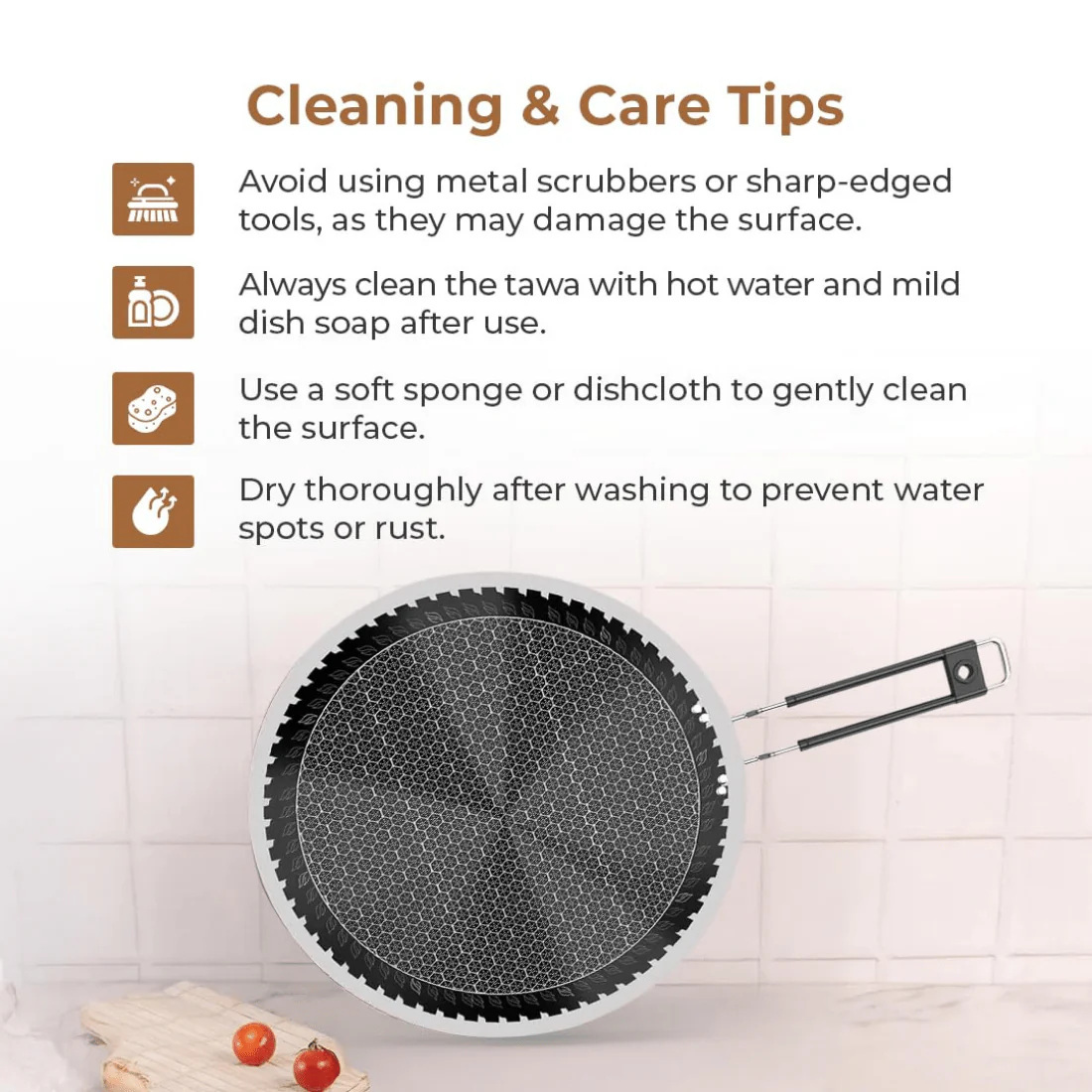 Tri-Ply Stainless Steel Honeycomb Non-Stick Tawa(23cm) - Image 7