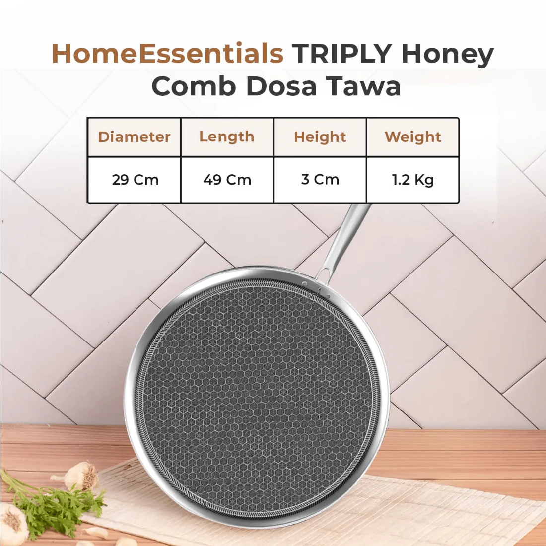 Tri-Ply Stainless Steel Honeycomb Non-Stick Tawa(29cm) - Image 6