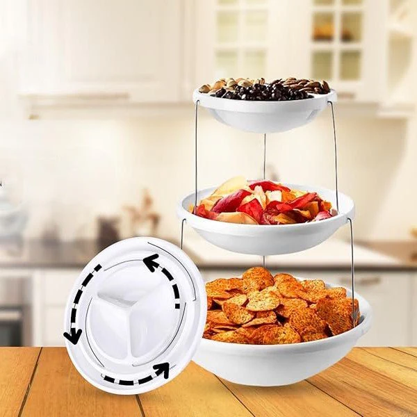 Twist & Fold 3-Tier Foldable Snack & Fruit Stand (38 cm) - Image 10