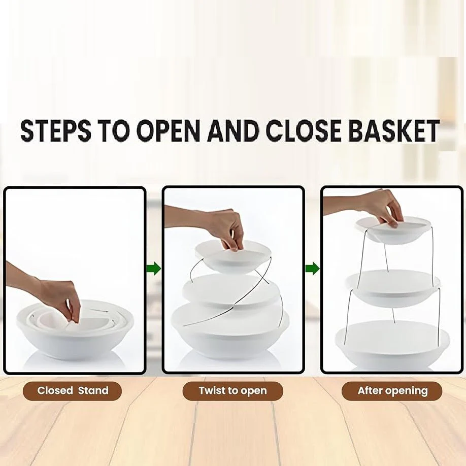 Twist & Fold 3-Tier Foldable Snack & Fruit Stand (38 cm) - Image 11