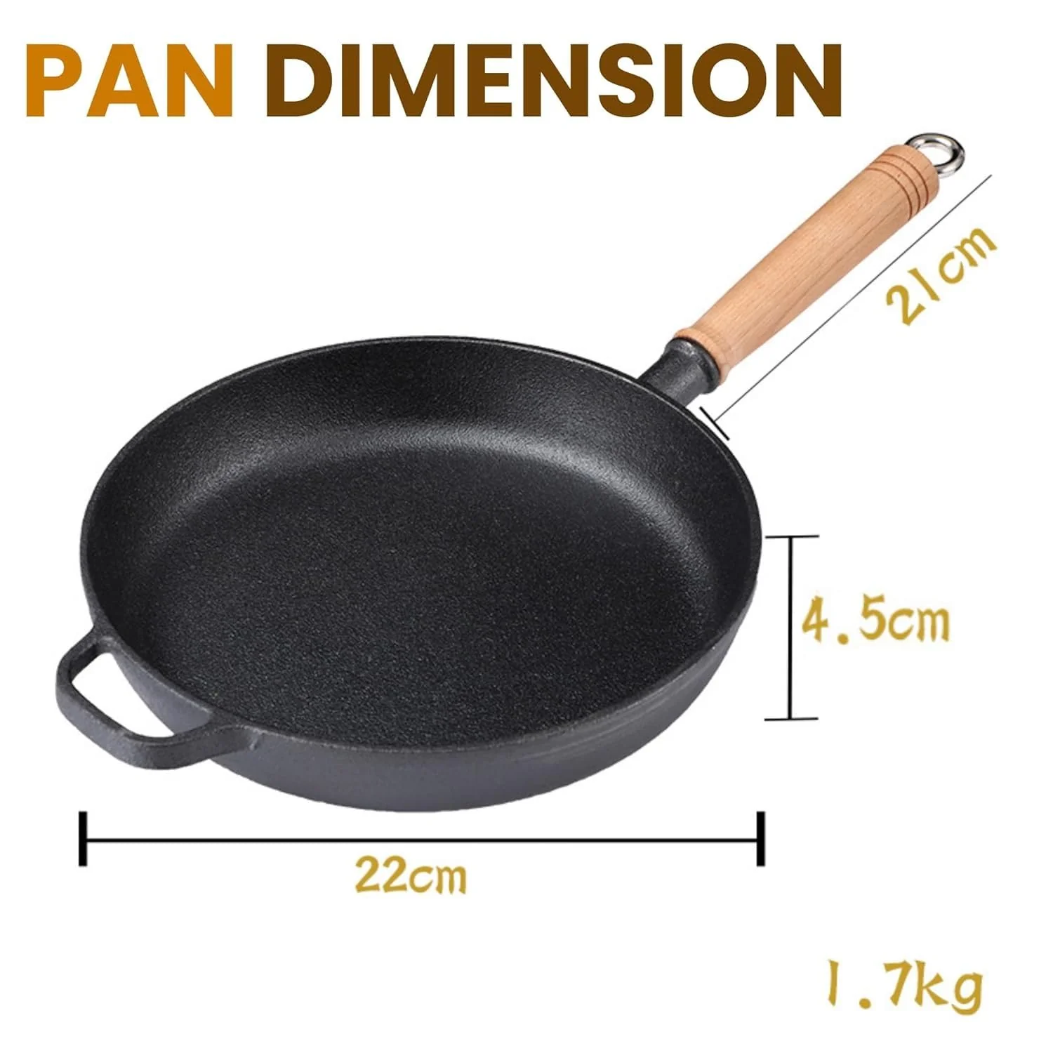 Ultra Heat Cast Iron Skillet Pan with Wooden Handle(22cm) - Image 7