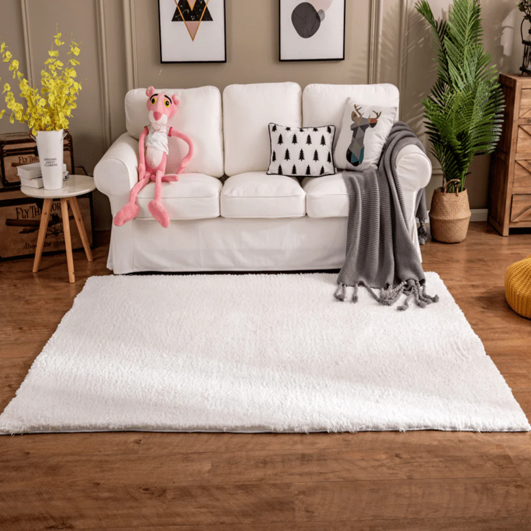 Ultra-Soft Silk Wool Living Room Carpet (Beige) - Image 4