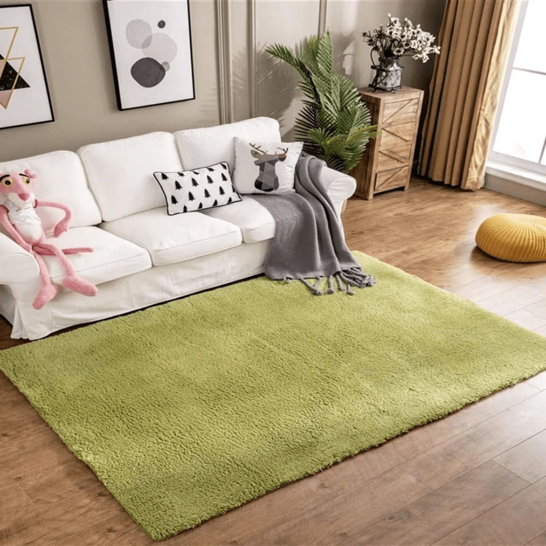 Ultra-Soft Silk Wool Living Room Carpet (Green) - Image 4