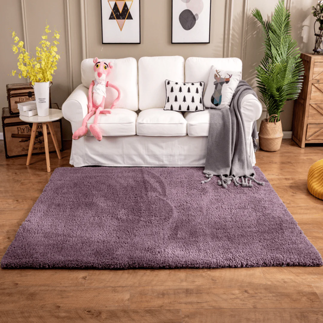 Ultra-Soft Silk Wool Living Room Carpet (Purple) - Image 3