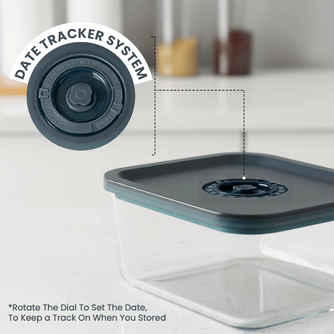 Rectangular Vacuum Glass Storage Container with Date Tracker Lid(800ml) - Image 5