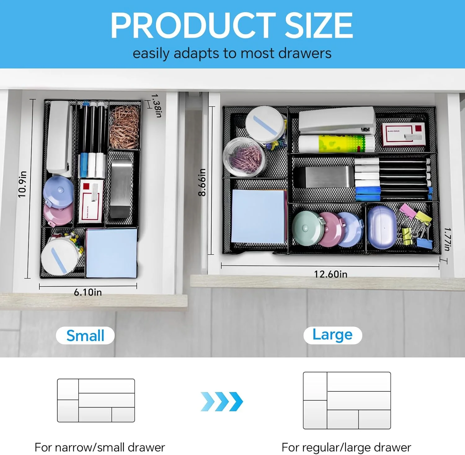 Versatile 6-Compartment Desk Drawer Organizer - Image 6
