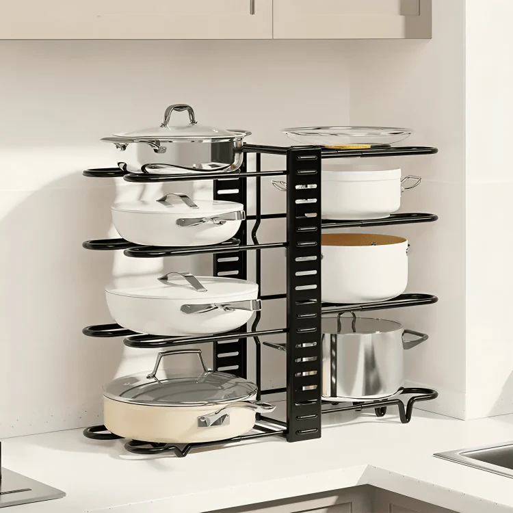 Premium Iron Cookware Organizer with 8 Adjustable Racks - Image 2