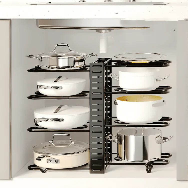 Premium Iron Cookware Organizer with 8 Adjustable Racks - Image 3