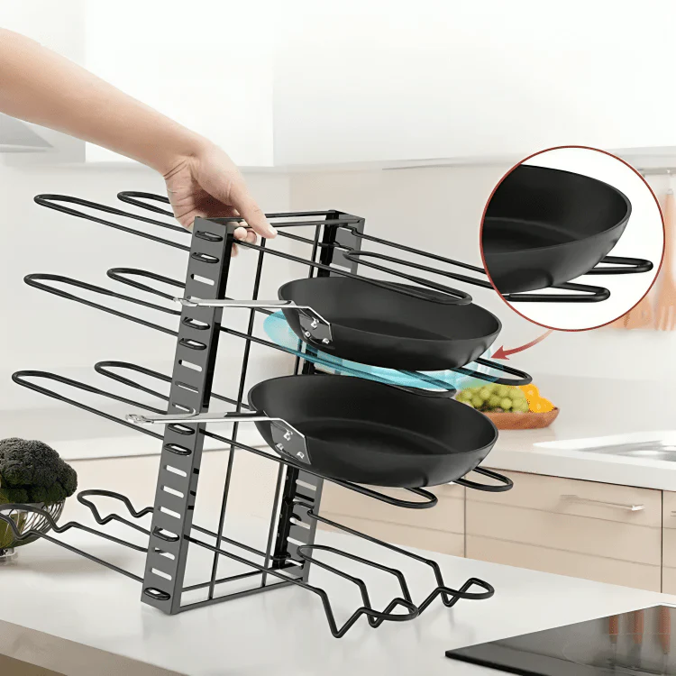 Premium Iron Cookware Organizer with 8 Adjustable Racks - Image 4