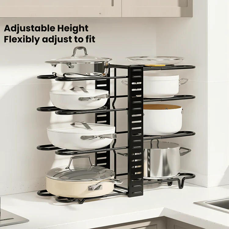 Premium Iron Cookware Organizer with 8 Adjustable Racks - Image 5