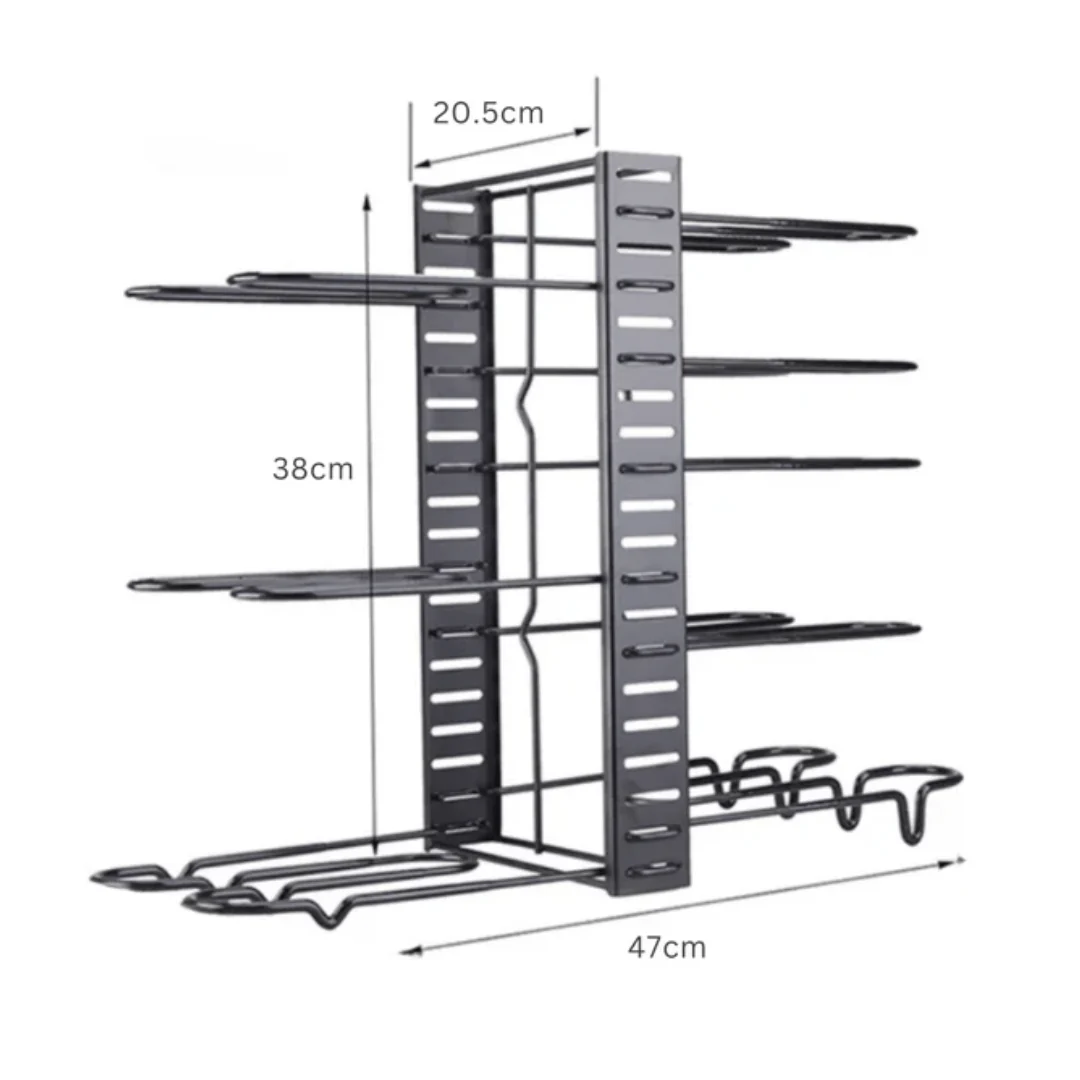 Premium Iron Cookware Organizer with 8 Adjustable Racks - Image 8