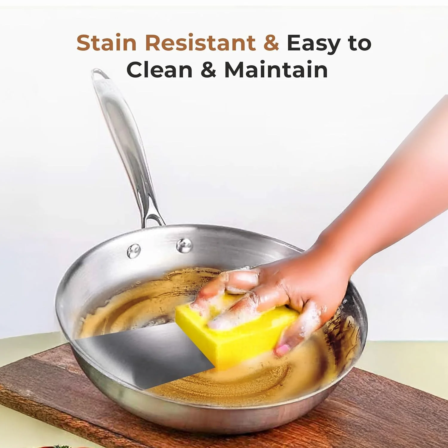 Versatile Tri-Ply Stainless Steel Fry Pan With Lid(24cm) - Image 6