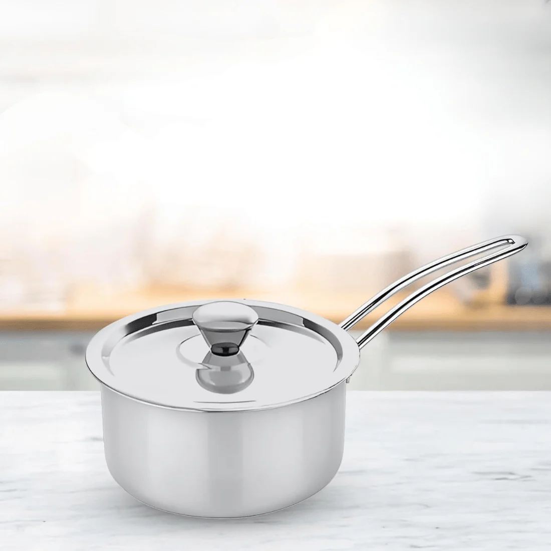 Versatile Tri-Ply Stainless Steel Saucepan with Lid(16cm) - Image 2