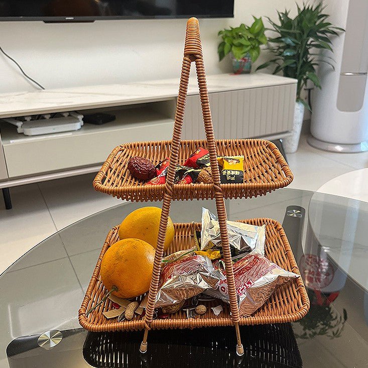 Vintage Multi-Tier Imitation Rattan Basket (27 cm) - Image 4