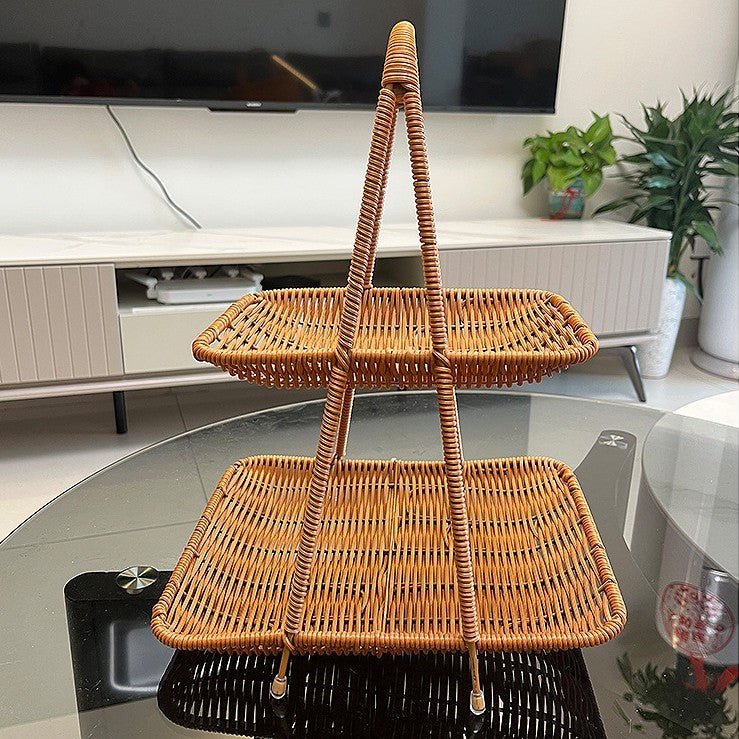 Vintage Multi-Tier Imitation Rattan Basket (27 cm) - Image 5